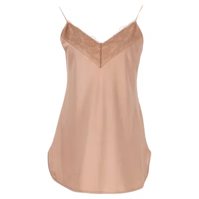 Max Mara Leisure Lace-trim Camisole In Brown Silk