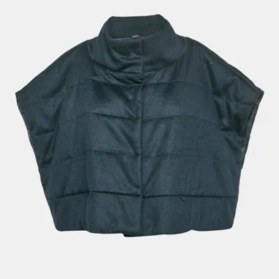 Pre-owned Max Mara Leisure Navy Blue Wool Blend Sleeveless Down Jacket M