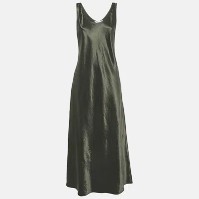 Pre-owned Max Mara Leisure Olive Green Stain Maxi Dress Xl