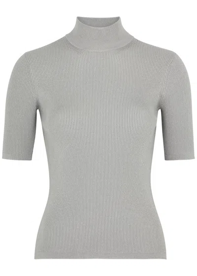 Max Mara Leisure Peter Metallic-knit Top In Grey