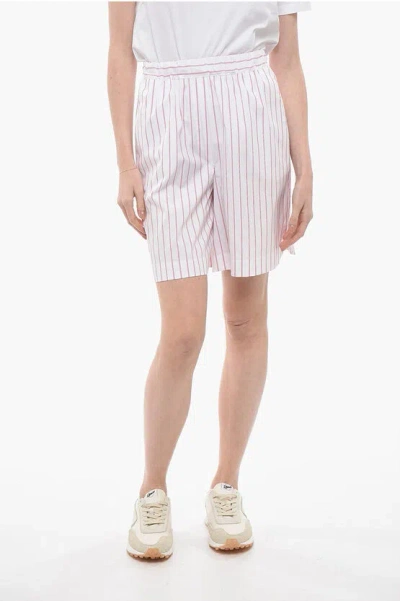 Max Mara Leisure Pinstriped Vezzo Cotton Shorts In White