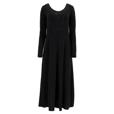 Max Mara Leisure Pleated Jersey Maxi Dress In Black Viscose