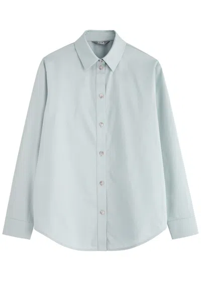 Max Mara Leisure Ricard Cotton-poplin Shirt In Light Blue