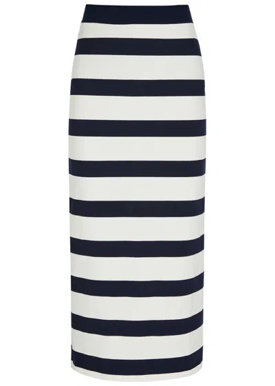Max Mara Leisure Riviera Striped Knit Midi Skirt In Black