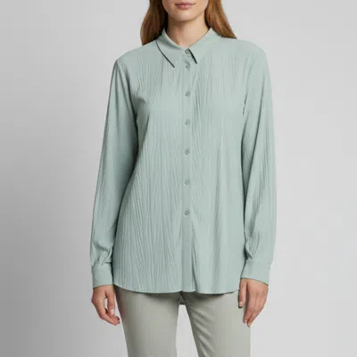 Pre-owned Max Mara Leisure Sage Green Plisse Jersey Loose Fit Shirt S