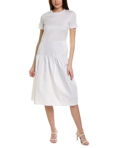 Max Mara Cotton Jersey Tiered Midi Dress In Optical White