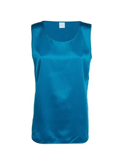 Pre-owned Max Mara Leisure Satin Top In Blue