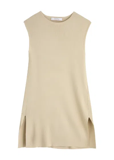 Max Mara Leisure Soldino Ribbed-knit Tank In Beige