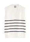 Max Mara Leisure Striped-intarsia Cotton-blend Vest In White