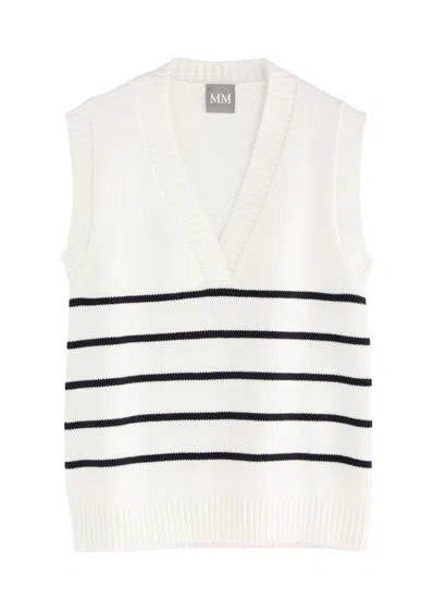 Max Mara Leisure Striped-intarsia Cotton-blend Vest In White