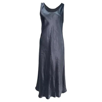 Pre-owned Max Mara Leisure Talete Midi Dress In Navy Blue Acetate