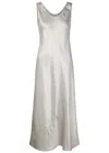 Max Mara Talete Sleeveless Satin Midi Dress In Stone