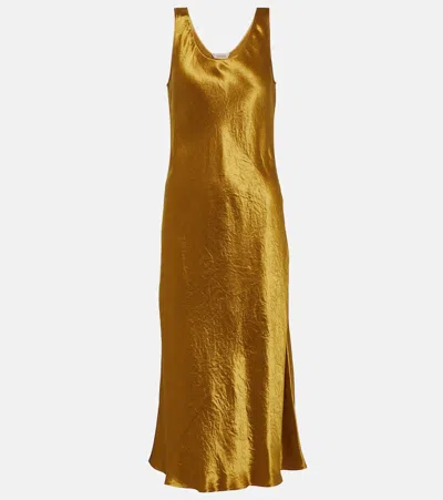 Max Mara Leisure Talete Satin Slip Dress In Yellow