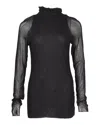 Max Mara Leisure Vales Sheer Turtleneck Top In Black Polyamide In Black
