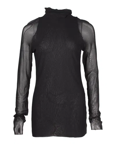 Max Mara Leisure Vales Sheer Turtleneck Top In Black Polyamide