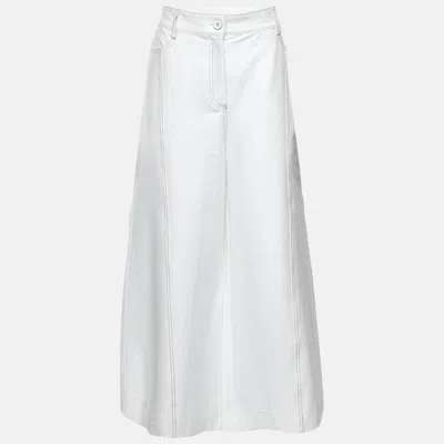 Pre-owned Max Mara Leisure White Denim Wide Leg Foster Jeans Xl/waist 34"