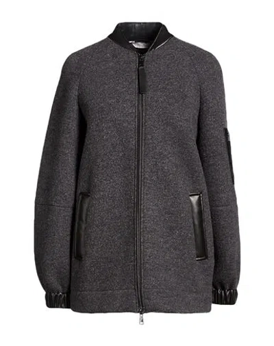 Max Mara Leisure Woman Jacket Charcoal Size Xs Wool, Polyester In Gray