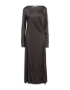 Max Mara Leisure Woman Midi Dress Dark Brown Size L Triacetate, Polyester In Black