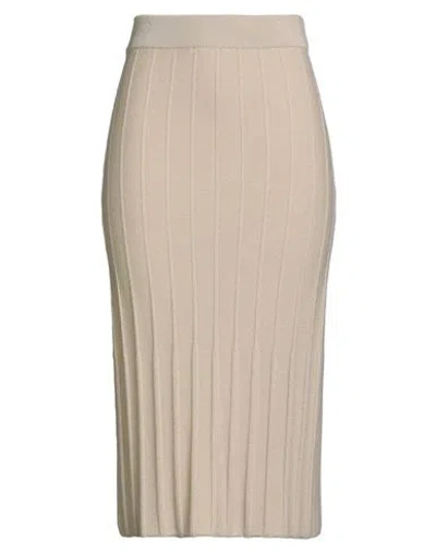 Max Mara Leisure Woman Midi Skirt Beige Size M Virgin Wool In Sand