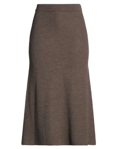 Max Mara Leisure Woman Midi Skirt Taupe Size L Virgin Wool In Brown