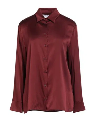Max Mara Leisure Woman Shirt Chocolate Brown Size 4 Silk, Elastane
