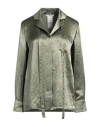 Max Mara Leisure Woman Shirt Military Green Size 12 Acetate In Green