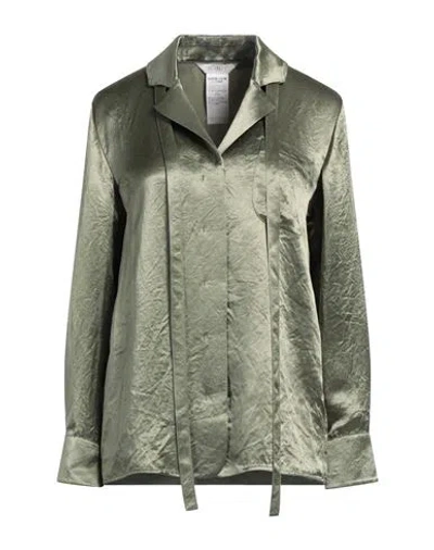 Max Mara Leisure Woman Shirt Military Green Size 12 Acetate