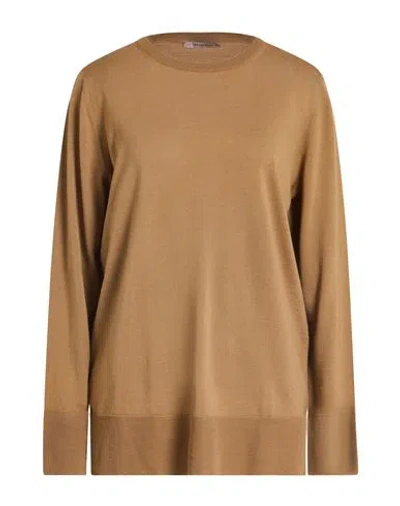 Max Mara Leisure Woman Sweater Camel Size L Virgin Wool In Brown