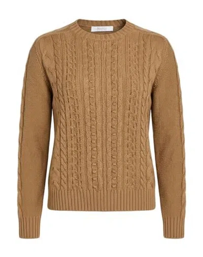 Max Mara Leisure Woman Sweater Camel Size S Virgin Wool In Beige