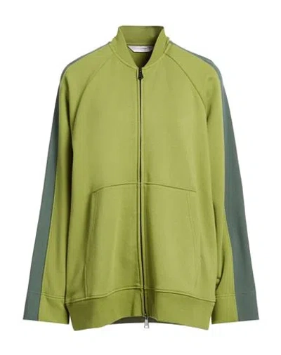 Max Mara Leisure Woman Sweatshirt Green Size L Cotton, Polyester, Elastane