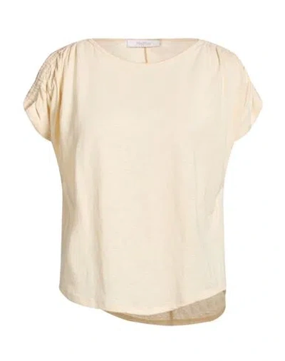 Max Mara Leisure Woman T-shirt Beige Size M Linen, Elastane In Neutral