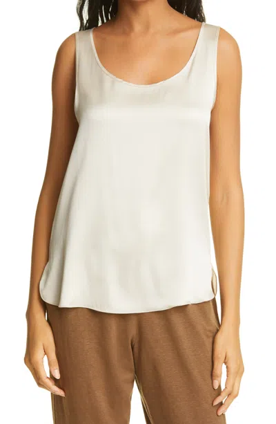 Max Mara Leisure Women's Scoop Neck Stretch Silk Tank - Beige In White