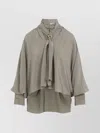 Max Mara Leonida Blouse Draped Design Long Sleeves In Gray