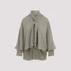 Max Mara Leonida Blouse Draped Design Long Sleeves In Green