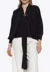 Max Mara Leonida Foulard Collar Silk Blouse In Black
