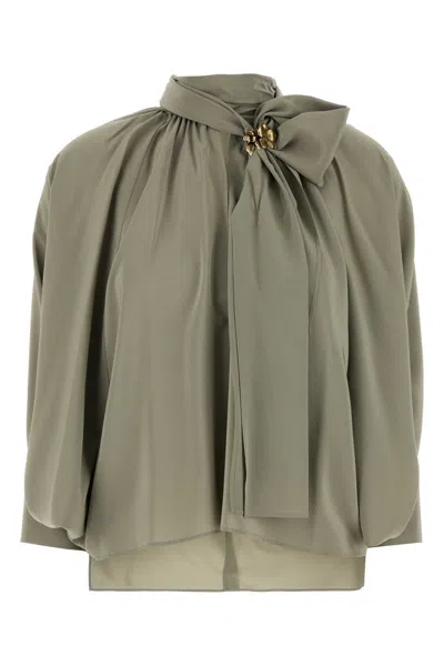 Max Mara Green Relaxed Solid Shirt In Multi