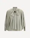 Max Mara Leonida Blouse Draped Design Long Sleeves In Green