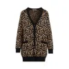 Max Mara Tenore Leopard Intarsia Knit Cardigan In Marrone