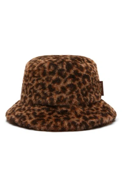 Max Mara Leopard Print Alpaca, Virgin Wool & Silk Bucket Hat In Sand