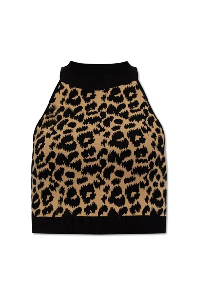 Max Mara Jacquard Leopard Tenna Crop Top In Black