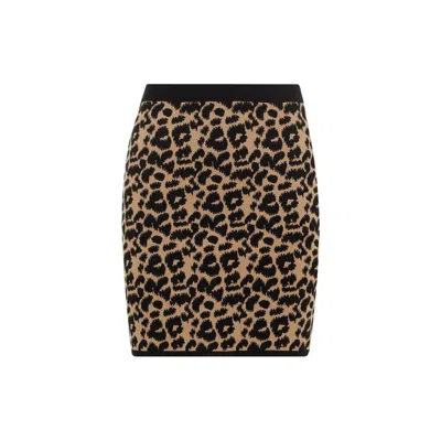 Max Mara Leopard Print Knit Skirt In Black