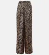 Max Mara Leopard-print Silk Wide-leg Pants In Beige
