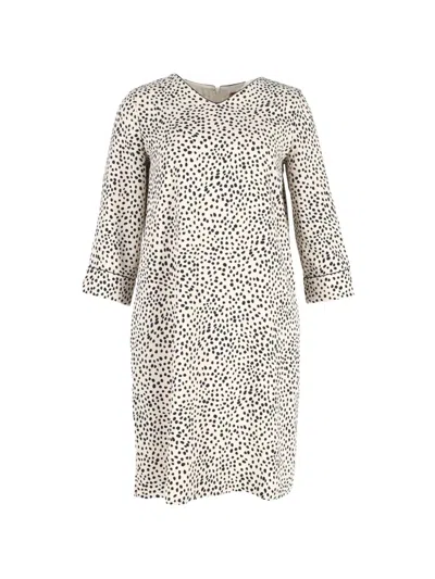 Pre-owned Max Mara Leopard-print V-neck Dress In Neutral