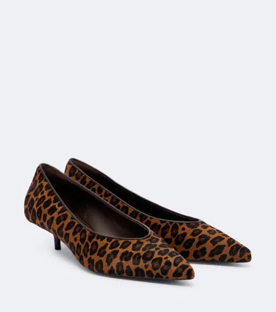 Max Mara Leopard-print Calf Hair Pumps In Brown