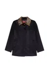 Max Mara Leopard-print Collar Jacket In Blue