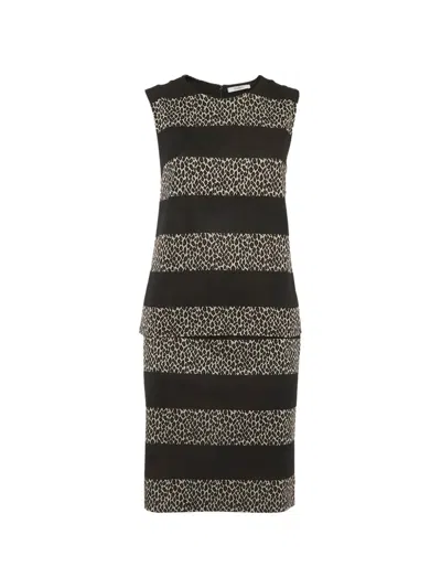 Pre-owned Max Mara Leopard-print Panelled Mini Skirt And Top Set In Black