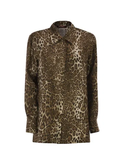Max Mara Leopard-print Silk Shirt In Brown
