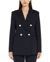 Max Mara 'lerici' Blue Double Breasted Blazer In Navy