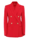 Max Mara Tailored Double-breasted Jersey Jacket With Gold-tone Buttons In Red