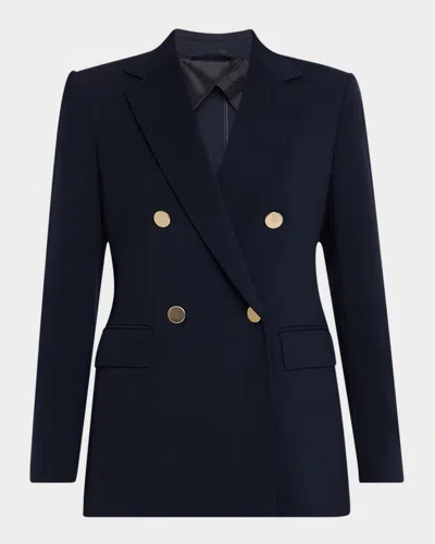Max Mara Lerici Double-breasted Pick Stitch Blazer In Navy